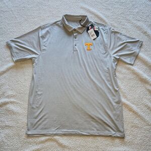 NWT Antigua Mens UT Polo Size L. Light Gray & white striped. Tennessee. New